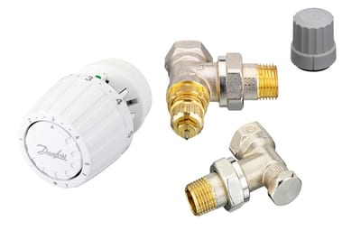Danfoss GAS + RA-FN + RLV-S radiator valve set (TRV set) — Angle DN 15, 3-Elements, RA 2000 sensor (013G5217)
