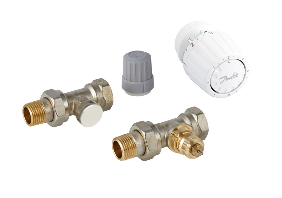 Danfoss GAS + RA-FN + RLV-S radiator valve set (TRV set) — Straight DN 15, 3-Elements, RA 2000 sensor (013G5218)