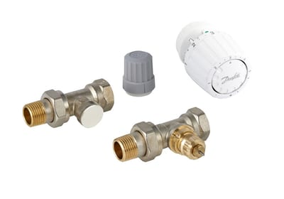 Danfoss GAS + RA-FN + RLV-S radiator valve set (TRV set) — Straight DN 15, 3-Elements, RA 2000 sensor