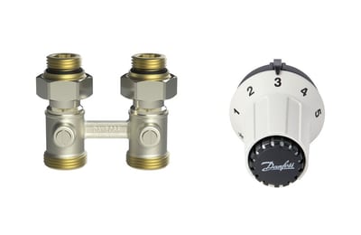 Danfoss RAS-CK + RLV-KB radiator valve set (TRV set) — Straight ½", 2-Elements, RAS-CK sensor