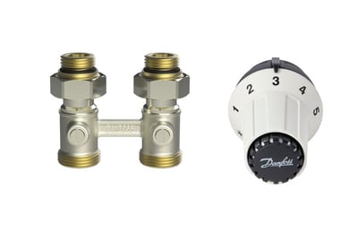Danfoss RAS-C + RLV-KB radiator valve set (TRV set) — Straight ½", 2-Elements, RAS-C sensor