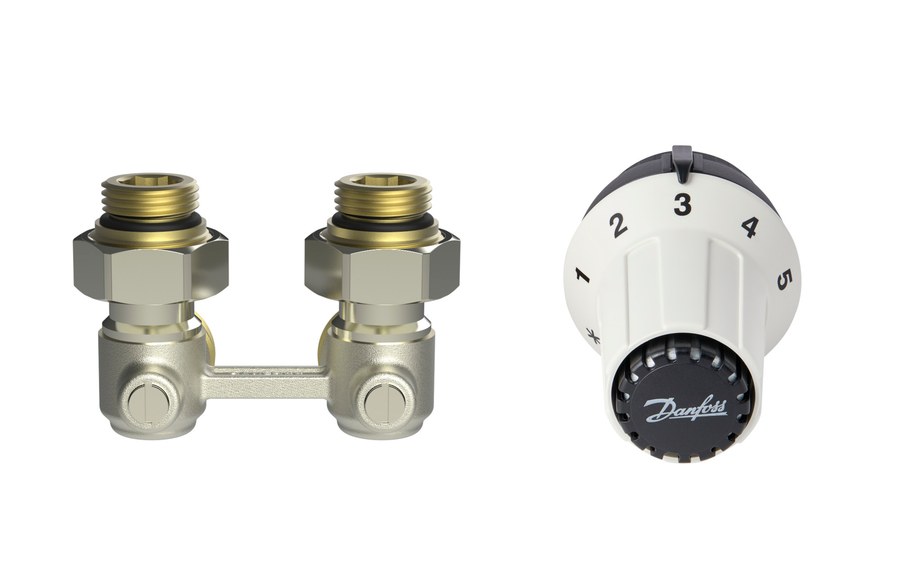 Danfoss RAS-C + RLV-KB radiator valve set (TRV set) — Angle ½", 2-Elements, RAS-C sensor (013G5278)