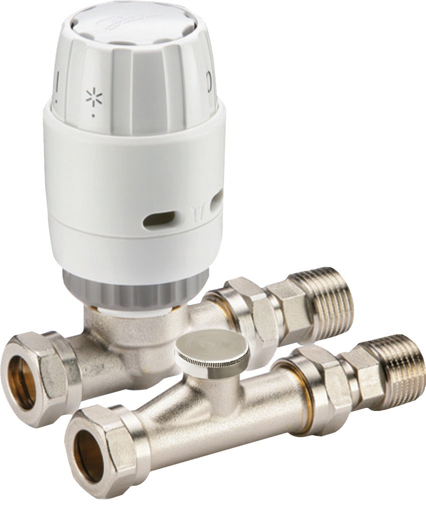 Danfoss RAS-C2 Radiator Pack radiator valve set (TRV set) — Straight 10 mm, 3-Elements, RAS-C2 sensor (013G6004)