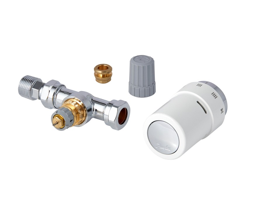 Danfoss RAS-D2 TRV Pack radiator valve set (TRV set) — Straight 10/15 mm, 2-Elements, RAS-D2 sensor (013G6015)