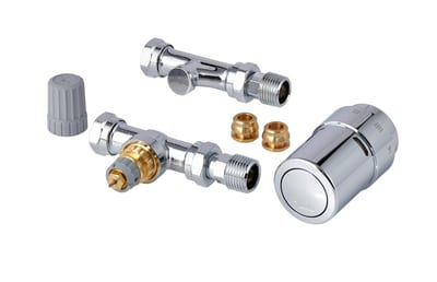 Danfoss RAS-D2 Radiator Pack radiator valve set (TRV set) — Straight 10/15 mm, 3-Elements, RAS-D2 sensor (013G6018)