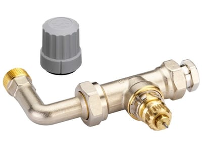 Danfoss RTR-KE/KEW manifold valve with elbow Straight, Kvs 2.5 m³/h, 1-Pipe system