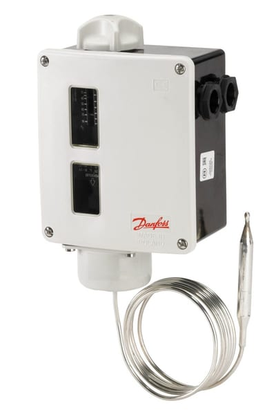 Danfoss RT101E Thermostat 25 to 90 degC SPDT gold Auto Reset, 2 m capillary