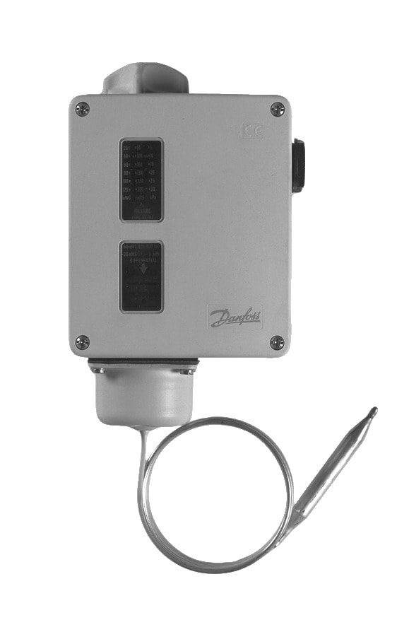 Danfoss RT107 Thermostat 70 to 150 degC SPDT Manual Max Reset, 5 m capillary (017-514166)