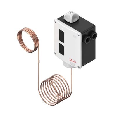 Danfoss RT102 Thermostat 25 to 90 degC SPDT Auto Reset, 2 m capillary