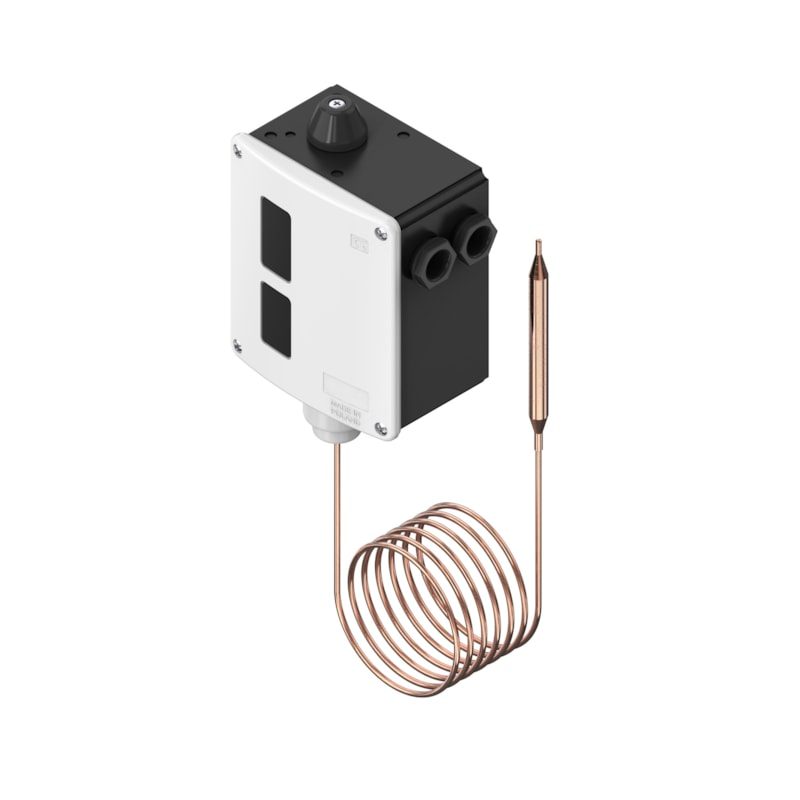 Danfoss RT107E Thermostat 70 to 150 degC SPDT gold Auto Reset, 2 m capillary (017-515366)