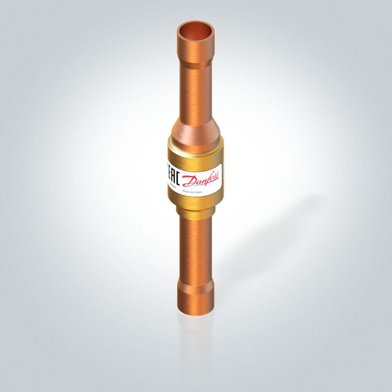 Danfoss NRV 12S check valve — 1/2 in ODM x ODF solder, straightway, 49 bar, code