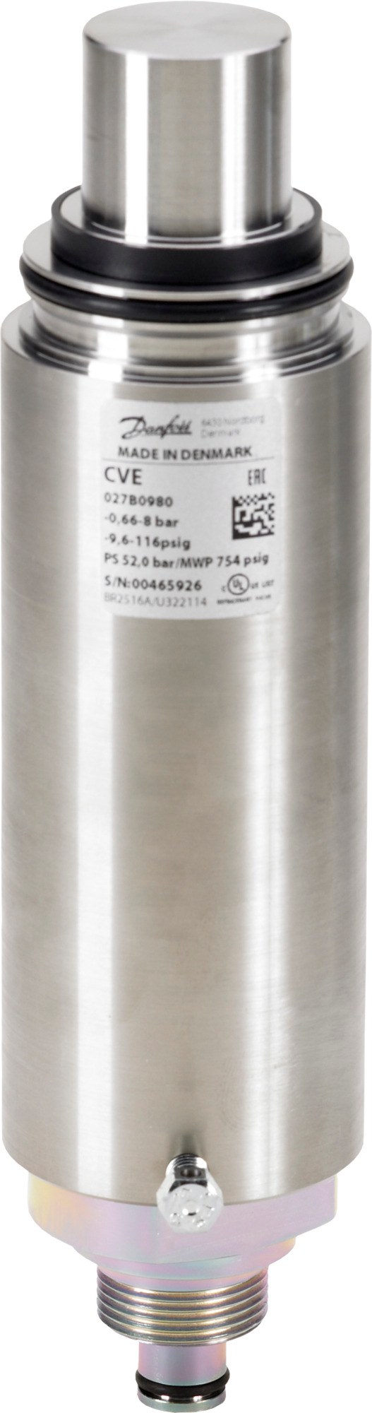 Danfoss CVE-L electronic constant-pressure pilot valve, low pressure -0.66 to 8 bar, ICAD 1200A actuated, for ICS servo-operated main valves (code 027B0980)