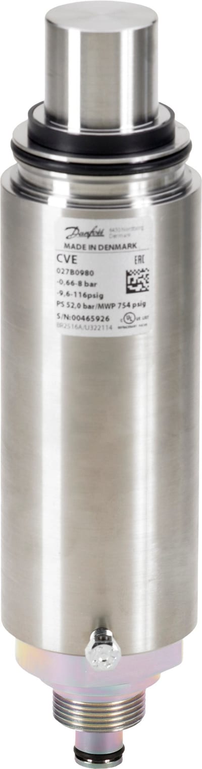 Danfoss CVE-L electronic constant-pressure pilot valve, low pressure -0.66 to 8 bar, ICAD 1200A actuated, for ICS servo-operated main valves