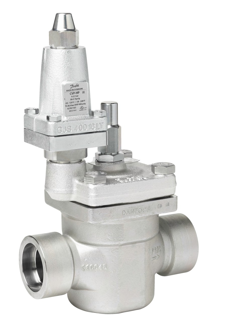 Danfoss ICS1 25-5 pilot-operated servo valve, 25 mm (1 in) butt weld (EN 10220), steel, Kv 1.7 m³/h (code 027H2020)