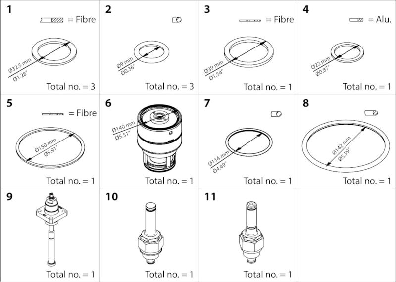Danfoss overhaul kit for ICV 100 body with top assembly, ICM / ICS / ICLX 100 spare part (code 027H7221)