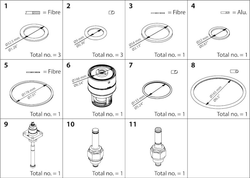 Danfoss overhaul kit for ICV 125 body with top assembly, ICM / ICS / ICLX 125 spare part (code 027H7222)