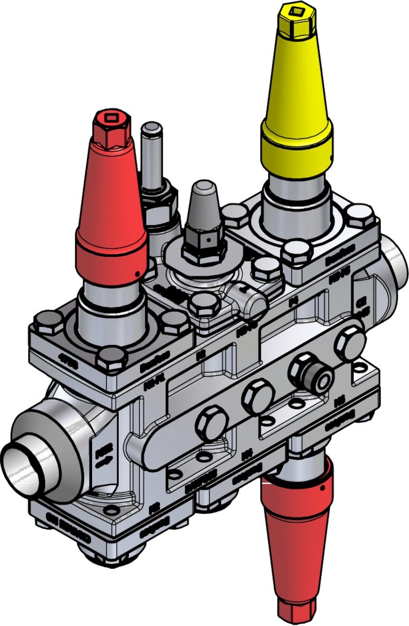 Danfoss ICF SS 25-6-3RA stainless steel valve station, 25 mm, ASME B 36.19M Schedule 40S (code 027L3585)