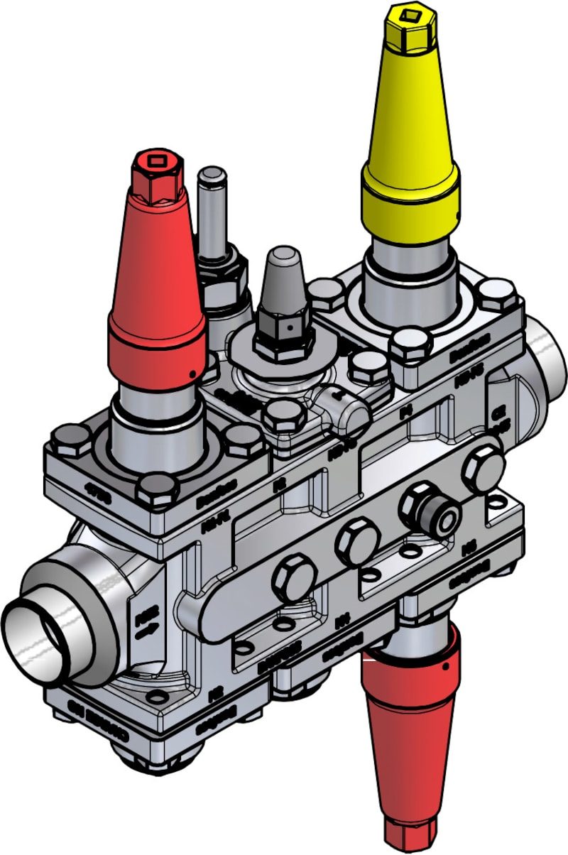 Danfoss ICF SS 25-6-3RB stainless steel valve station, 32 mm, ASME B 36.19M Schedule 40S (code 027L3587)