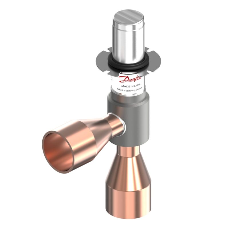 Danfoss ETS 8M65S electric expansion valve, 7/8 in ODF solder, orifice 6.5 mm, S-shape flow, copper, 49 bar MWP (034G8819)