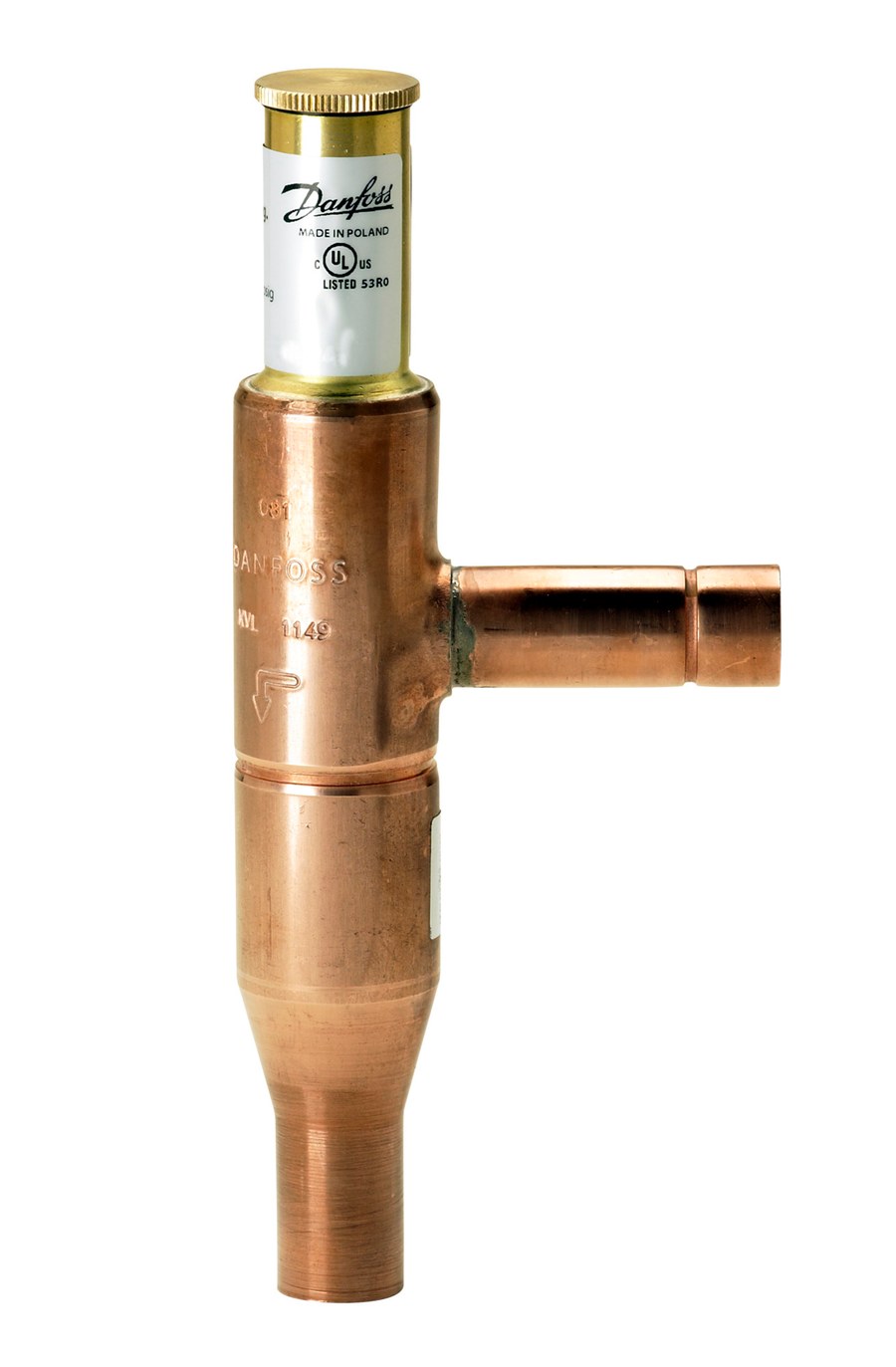 Danfoss KVL 12 crankcase pressure regulator — 1/2 in ODF solder solder, 0.2 – 6 bar, code