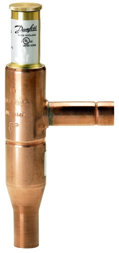 Danfoss KVL 28 crankcase pressure regulator — 28 mm ODF solder solder, 0.2 – 6 bar, code