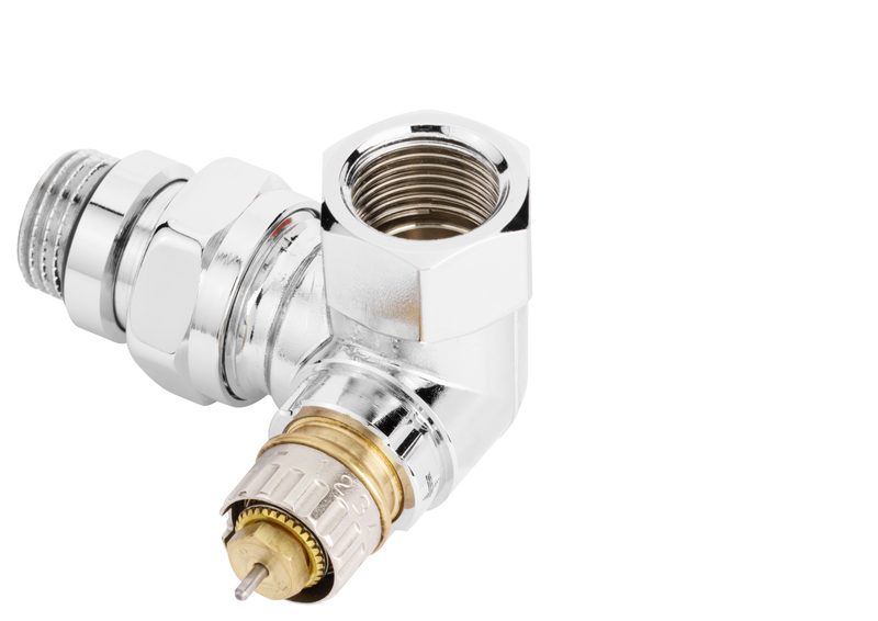 Danfoss RA-NCX DN 15 double angle left design-radiator valve — integrated presetting, Chrome (013G4240)