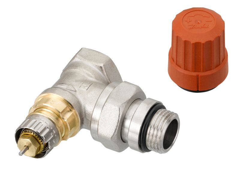 Danfoss RA-N DN 15 angle radiator valve, normal flow with presetting, dimension standard F (013G0113)