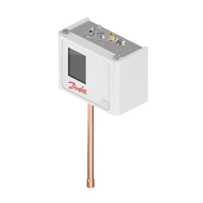Danfoss KP1 pressure switch, -0.9 to 7 bar, manual minimum reset, SPDT, 6 mm solder ODF