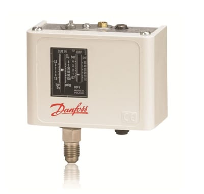 Danfoss KP2 pressure switch, -0.2 to 5 bar, auto reset, SPDT, 1/4 in flare