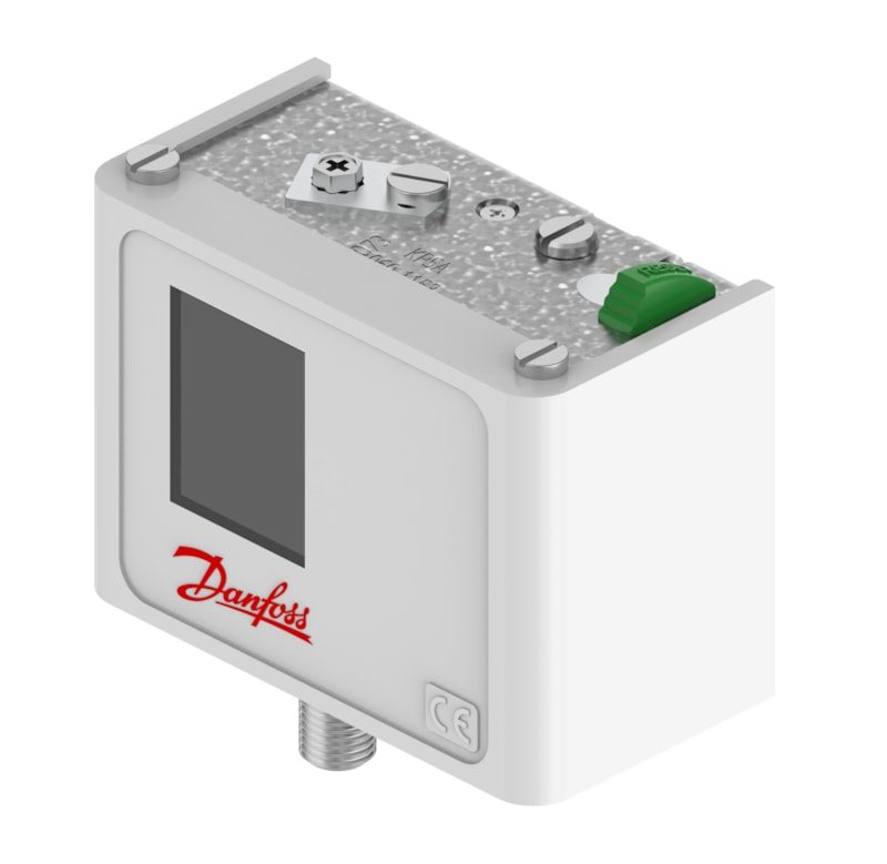 Danfoss KP5A pressure switch, 8 to 32 bar, manual maximum reset, SPDT, M10 x 0.75