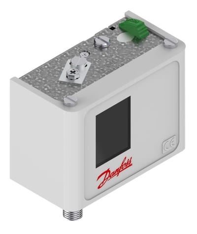 Danfoss KP1A pressure switch, -0.9 to 7 bar, 0.7 bar differential, manual minimum reset, SPDT, M10X0.75