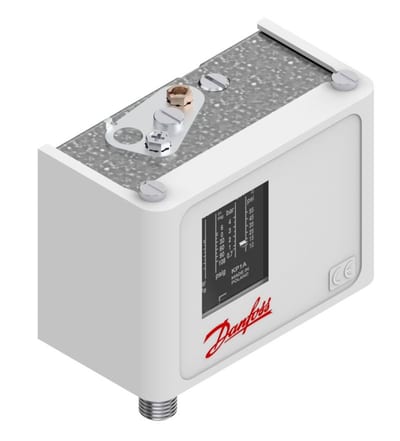 Danfoss KP1A pressure switch, -0.2 to 7.5 bar, auto reset, SPDT, M10 x 0.75 male