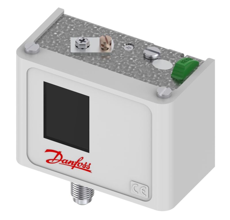 Danfoss KP5 pressure switch, 8 to 32 bar, manual reset, SPDT, 1/4 in flare