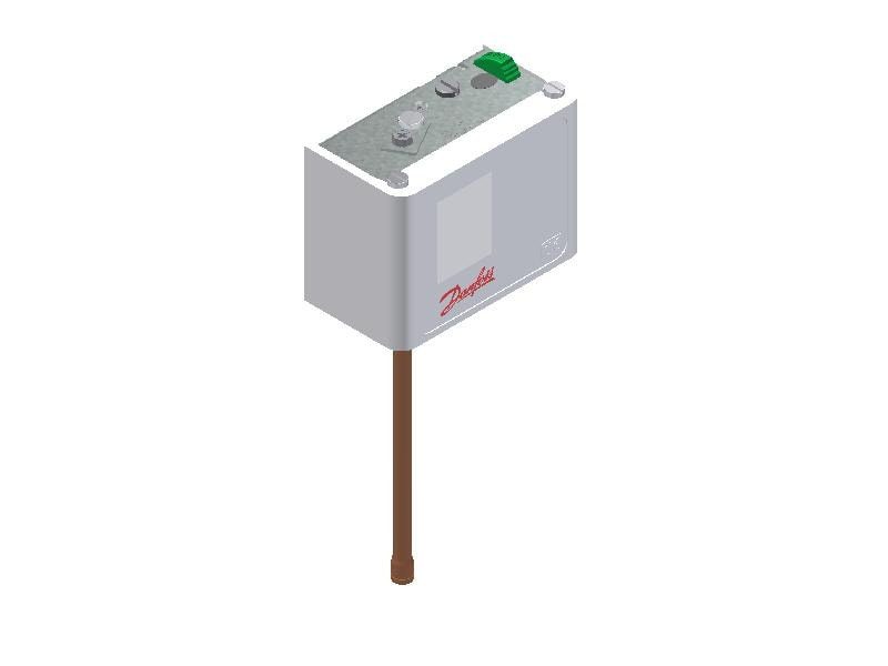 Danfoss KP5 pressure switch, 8 to 32 bar, manual-reset max, SPDT, 1/4 ODF solder