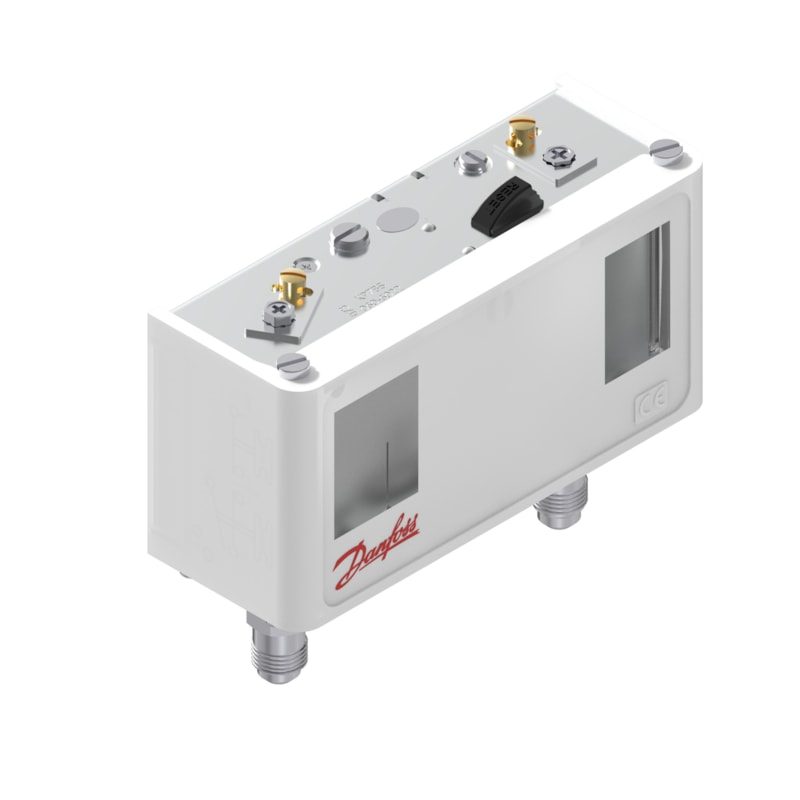 Danfoss KP7ABS Dual Pressure Switch, 8–32 bar, Manual Reset, 2× SPST-NC