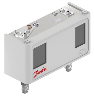 Danfoss KP15 dual-pressure switch, LP -0.2 to 7.5 bar / HP 8 to 32 bar, auto reset, SPDT+SPST(NO)