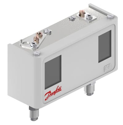 Danfoss KP17W dual pressure switch, LP -0.2 to 7.5 bar / HP 8 to 32 bar, auto reset, SPDT, 1/4 in flare