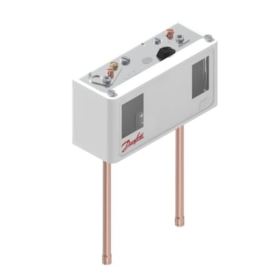 Danfoss KP17B dual pressure switch, LP -0.2 to 7.5 bar / HP 8 to 32 bar, auto / manual max reset, SPDT, 6 mm solder ODF, IP30