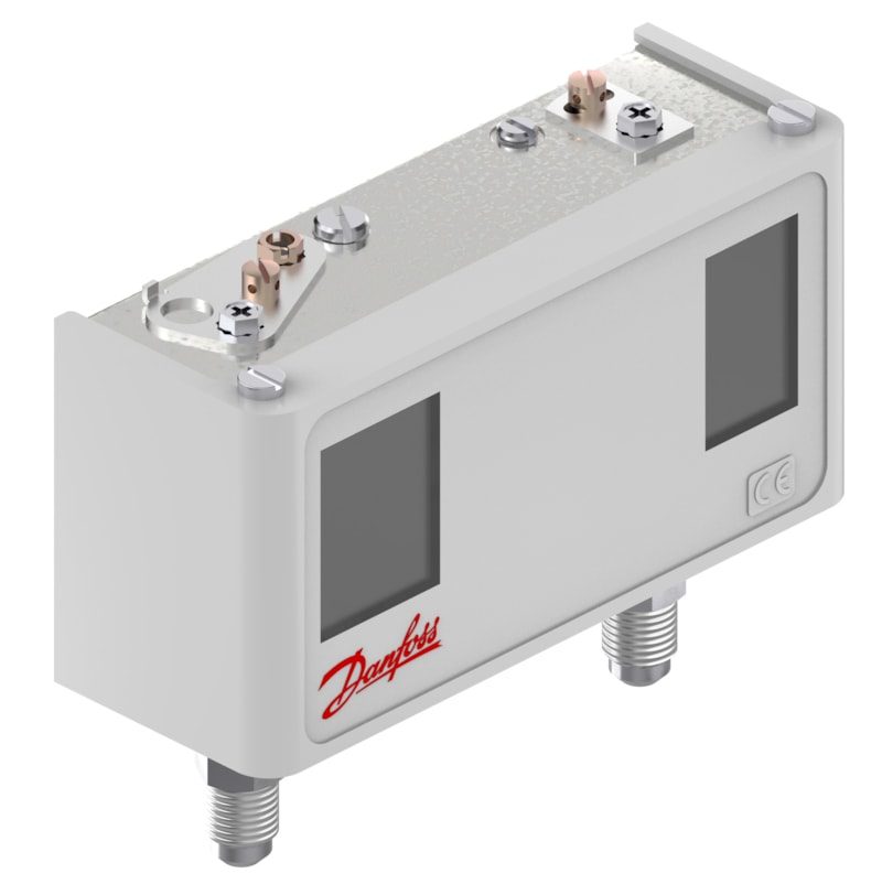 Danfoss KP17W dual-pressure switch, LP -0.2 to 7.5 bar / HP 8 to 32 bar, auto reset, SPDT+SPST(NO)