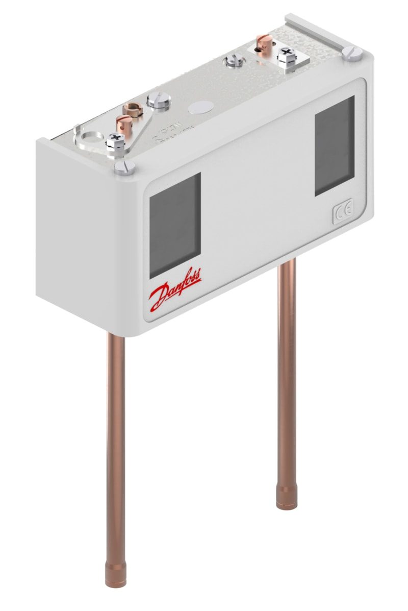 Danfoss KP17W dual pressure switch, LP -0.2 to 7.5 bar / HP 8 to 32 bar, auto / auto reset, SPDT+SPST(NO), 6 mm solder ODF, IP44