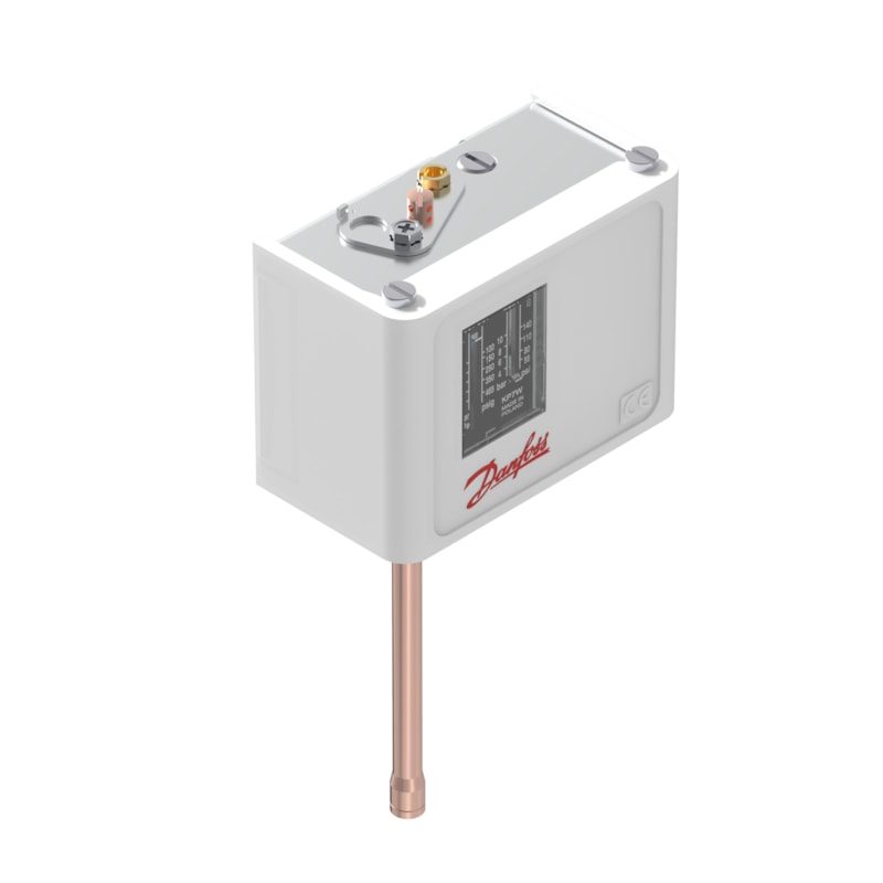 Danfoss KP7W high-pressure switch, 8 to 32 bar, auto reset, SPDT, 6 mm solder ODF