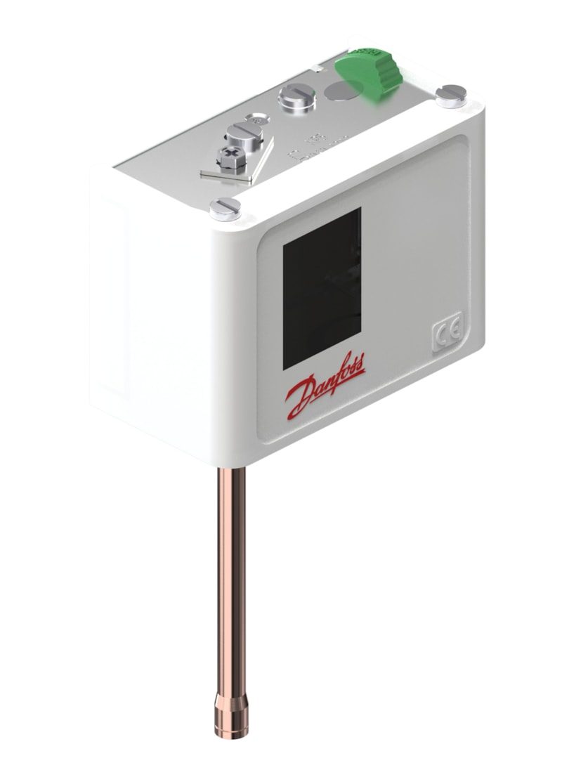 Danfoss KP5 high-pressure switch, 8 to 32 bar, manual (max) reset, SPDT, 6 mm solder ODF