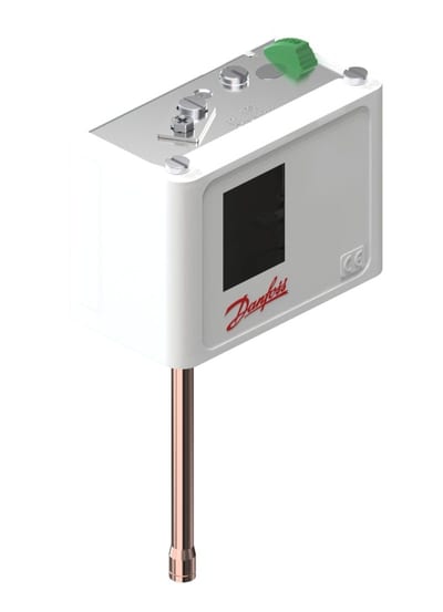 Danfoss KP5 high-pressure switch, 8 to 32 bar, manual (max) reset, SPDT, 6 mm solder ODF