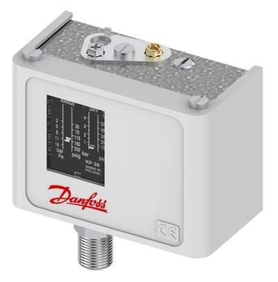 Danfoss KP35 pressure switch, -0.2–7.5 bar, auto reset, SPDT, gold contacts, G 1/4
