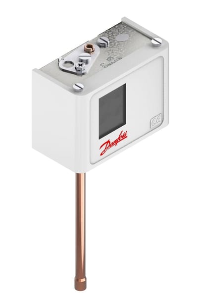 Danfoss KP5 pressure switch, 8 to 32 bar, auto reset, SPDT, 1/4 in ODF solder