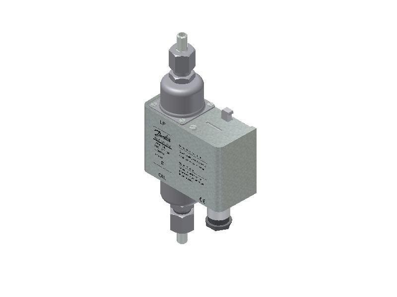 Danfoss MP55A oil differential pressure switch, 0.3 bar–4.5 bar adjustable, manual (minimum) reset, 90 s time delay, G 3/8 in