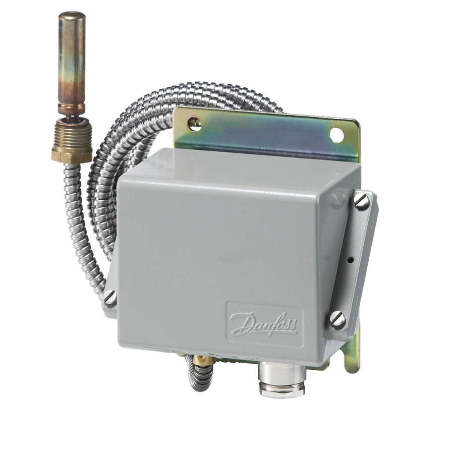 Danfoss KPS79 thermostat, 50 to 100 °C, automatic reset, remote bulb (8000 mm capillary)