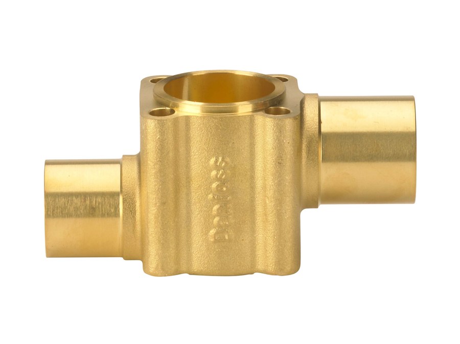 Danfoss valve body for TE 12 thermostatic expansion valve, 16 mm × 22 mm solder ODF, straightway, brass (code 067B4018)