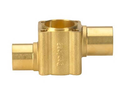 Danfoss TEH valve body for TE 12 / TE 20 / TQ 12 / TQ 20 thermostatic expansion valve, Solder ODF 7/8 in × Solder ODM 1 1/8 in, straightway