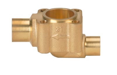 Danfoss valve body for TE 5 thermostatic expansion valve, 5/8 in × 7/8 in solder ODF, straightway, brass